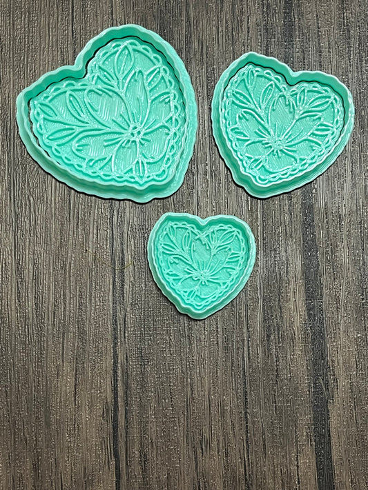 3 Imprint heart stamps with cutters